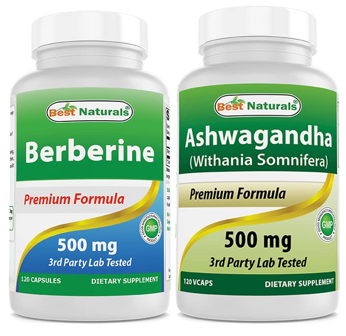 Meilleurs Naturals Berberine 500mg & Ashwagandha Extrait 500 Mg