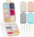 4 Pack, 14 GRIDS Travel Pill Organizer Box con Etichette - Travel Medicine Case Kit - Pocket Daily Pharmacy Container - Dispenser per il supporto per la vitamina dell'olio di pesce