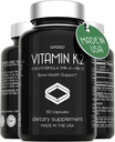 Capsules de vitamine K2 100 mcg - Complexe de vitamine K MK-7 et MK-4-60 Capsules - VIT K2 2 en 1 Formule Supplément haute résistance MK7 MK4 - Fabriqué aux États-Unis - Vegan & Non-OGM