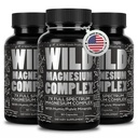 Wild Foods Magnesium Complex Supplement mit 7X Formen | Hohe Absorption, Vollspektrum, Einfache Verdauung | 500mg Glycinat, Bisglycinat, Malat, Orotat, Citrat, Taurate | 90 Kapsel (Pack mit 3)