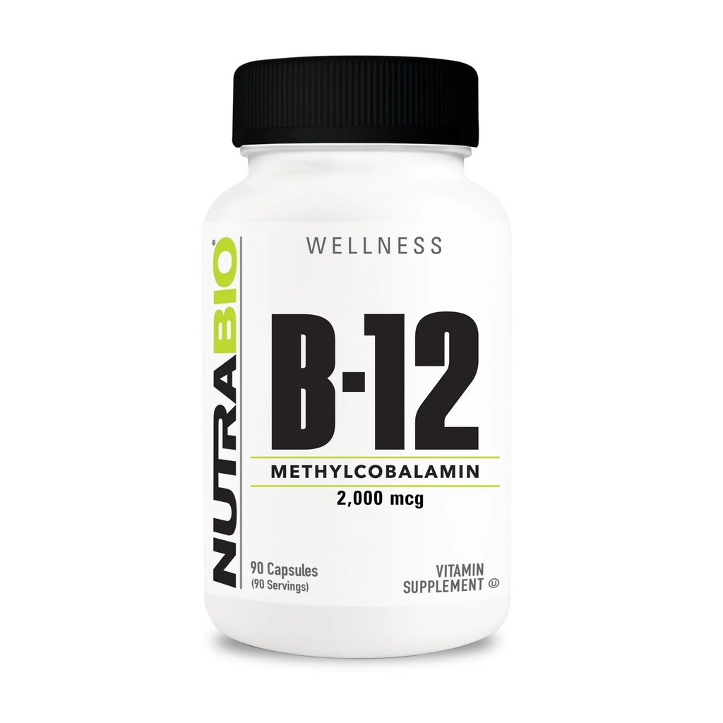 NutraBio Methyl B-12 Vitamin Supplement, 2000mcg – fördert zelluläre Gesundheit und Wellness, 90 Pflanzliche Kapseln
