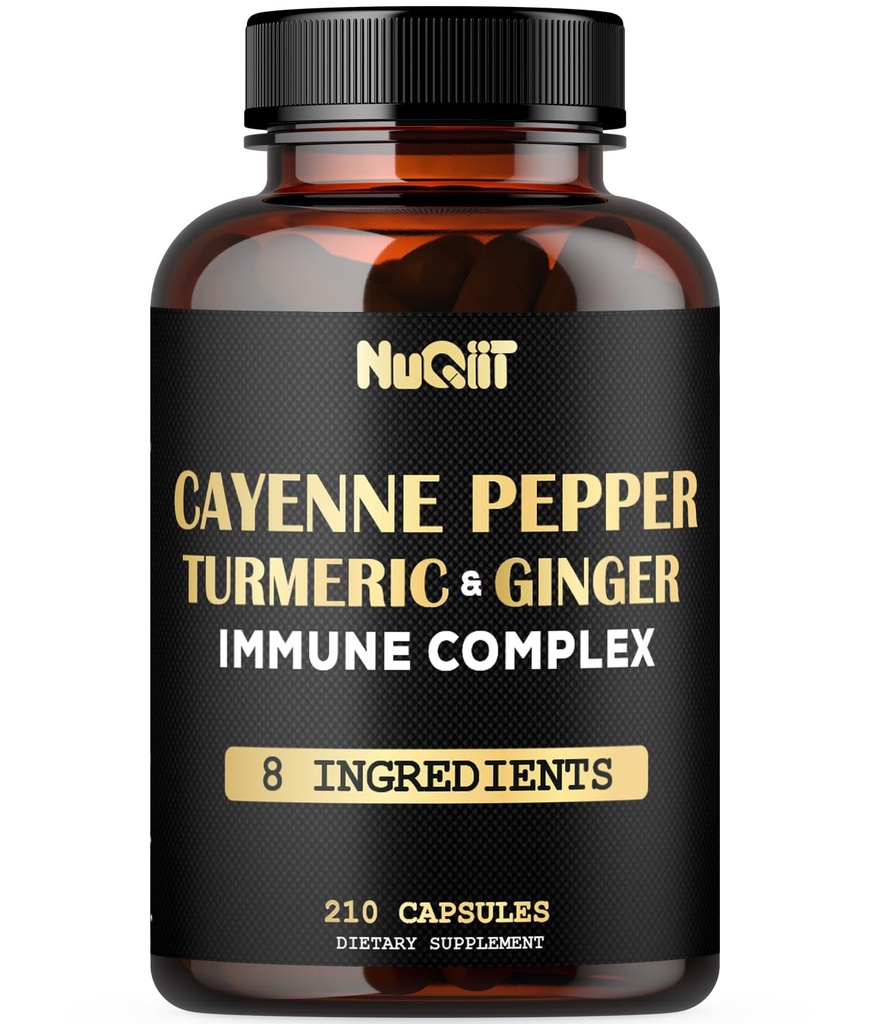 210 pilules - Cayenne Pepper Capsules Organique avec Turmeric, Ginger, Complexe de soutien immunitaire comme Elderberry, Echinacea, Bulbe d'ail - Digestion, Santé du coeur et la prise en charge du corps