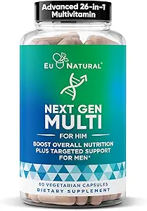Next Gen Multi per Lui Advanced Men’s Multivitamin Supplement – 26-in-1 Multiblend per Beard & Hair Growth, Salute riproduttiva degli uomini, Metabolismo, Cuore, Pelle, Supporto alla prostata, Più – 60 Veg Capsule