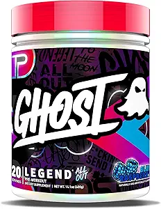 GHOST Legend All Out Pre-Workout Powder, Blue Raspberry - 20 Serve - Supplemento pre-allenamento per uomini e donne - Energy & Pumps - Caffeina, L-Citrulline, & Beta Alanine Blend - Sugar Free