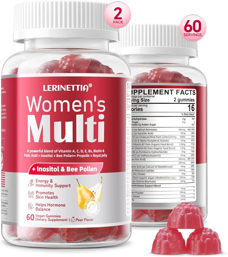 Frauen 50+ Multivitamine, Multivitamin für Frauen mit Vitamin A, C, D3, E und Zink, Vegan Sugar Free 120 Count