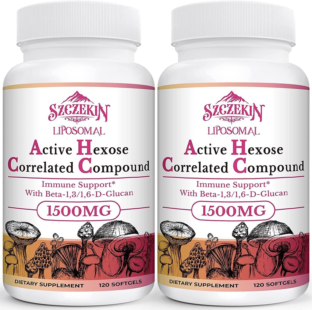 1500mg Liposomal actif Hexose supplément coralisé, 240 gels doux Beta-Glucans avec extrait de champignons naturels, système immunitaire, fonction hépatique, maintenir l'activité de la cellule T-Cell & Killer