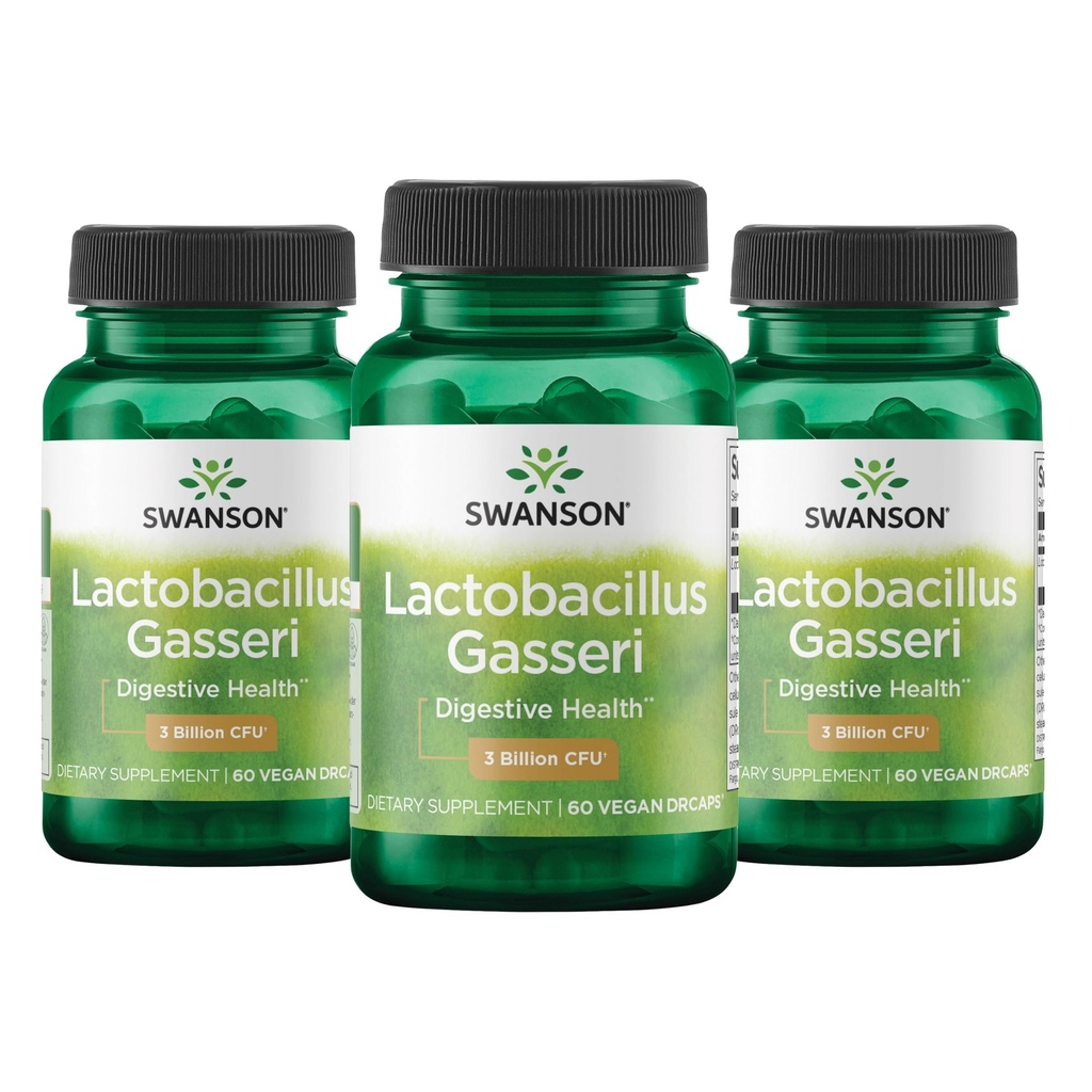 Swanson Lactobacillus Gasseri Probiotico per adulti Alla ricerca di supporto digestivo e metabolico con 3 miliardi di CFU - Acid-Resistant, No Refrigeration (60 capsule vegane, 3 Pack)