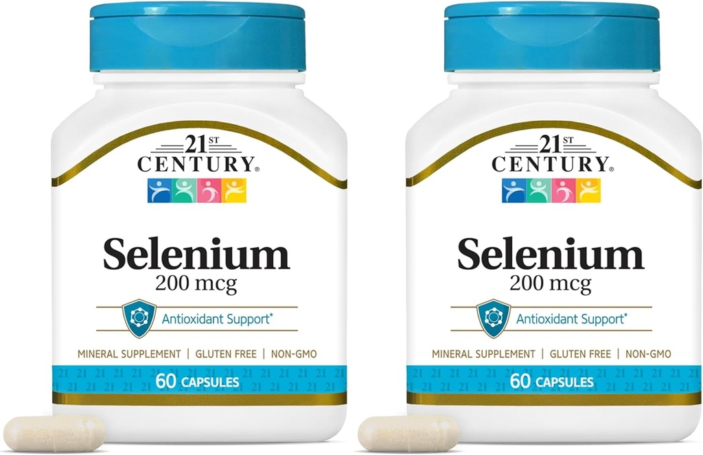 21ème siècle Selénium 200 mcg Capsules, 60 Compte (paquet de 2)