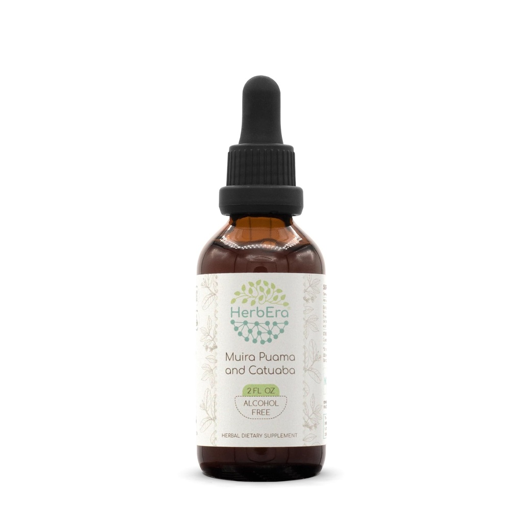 HerbEra Muira Puama e Catuaba B60 Estratto di erbe senza alcool Tintura, gocce liquide concentrate Natural (Ptychopetalum Olacoides e Trichilia catigua, Erythroxylum vacciniifolium) 2 fl oz