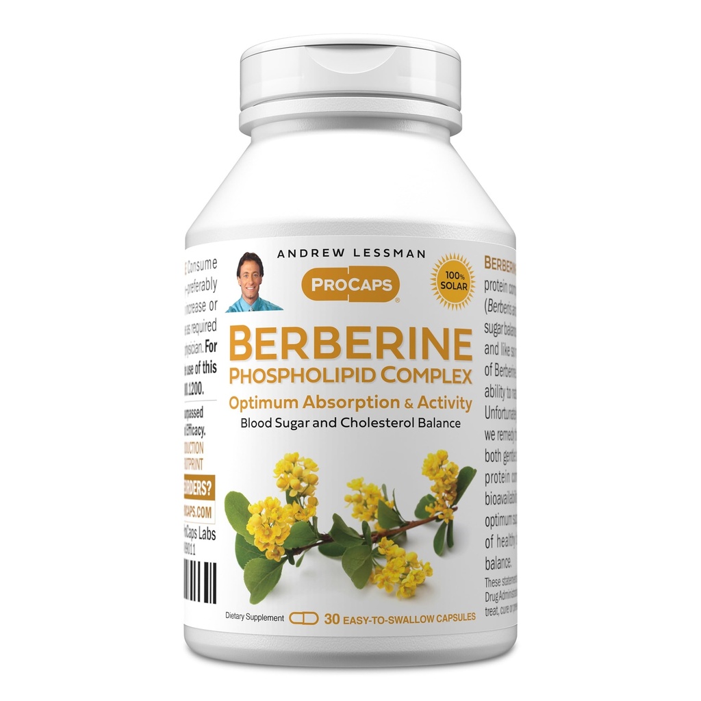 ANDREW LESSMAN Berberina Phospholipid Complex 30 capsule - Estratto di radice di mirtillo. Piccolo facile da ingoiare capsule
