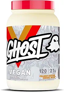 GHOST VEGAN Protein Powder, Peanut Butter Cereal Milk - 2lb, 20g di Proteine - Pea piantata & Organic Pumpkin Protein - - Post Workout & Nutrition Shakes, Smoothies, & Baking - Soy & Gluten-Free