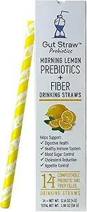 Gut Straw Morning Lemon Water Straw - Eine Servierung von Prebiotic Fiber und eine halbe Zitrone innerhalb jeder infused Trinkstraße