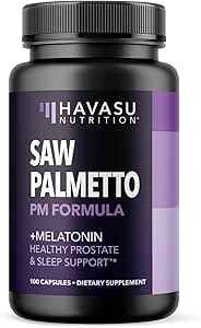 Saw Palmetto PM für Männer mit Melatonin 3mg - Nachtzeit Prostata-Gesundheitsergänzung für Blasen- und Schlafunterstützung - Reduzieren Urinärfrequenz - 100 Count - Vegan, Non-GMO-Kapseln - Über 3 Monate Versorgung