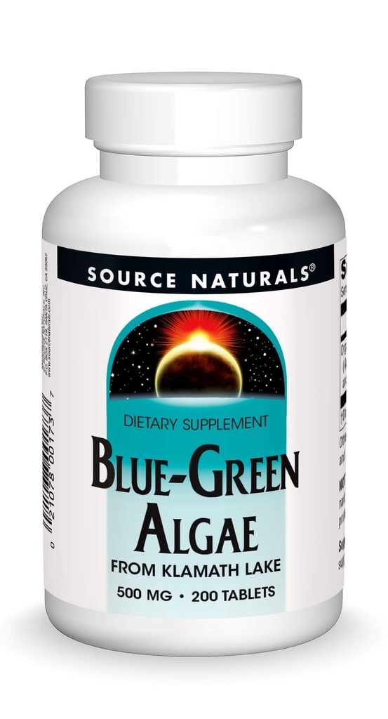 Fonte Naturals Blue Green Algae da Klamath Lake - Algae Superfood Supplement, 500 mg - 200 compresse