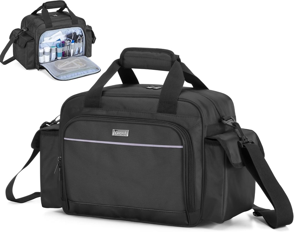 Trunab Home Gesundheit Krankenpflege Tasche Leere, tragbare medizinische Versorgung Schultertasche für Hospiz, Home Besuch, Krankenhaus Interns, Schwarz, Tasche Nur