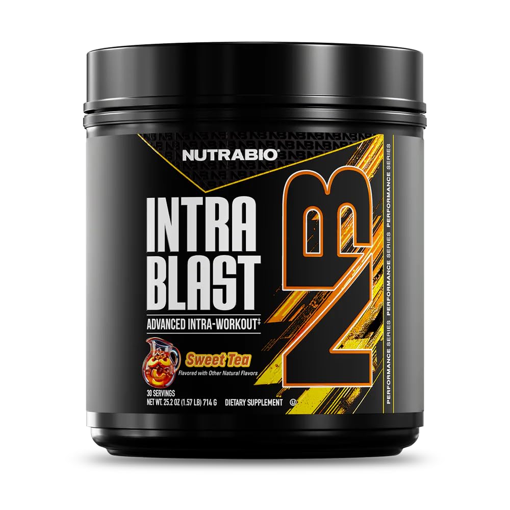 NutraBio Intra Blast Bcaa Powder Amino Acid Supplement, Electrolyte & Hydration Blend, Intra, Pre Workout & Muscle Recovery, 20g Eaa Amino Acids Powder, 5g Glutamine- Sweet Tea, 30 Serving