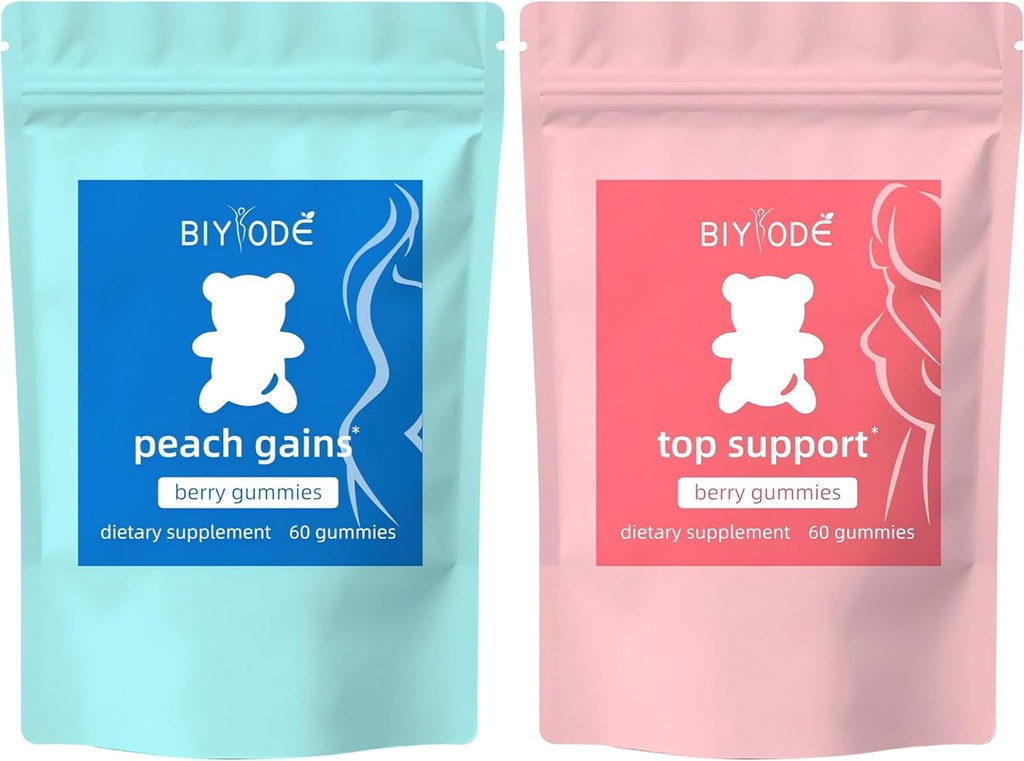 BOYODE Berry Gummies Combo Pack - Bum & Chest Support Gummies pour les femmes, Workout Aid - Supplément de soutien pour les femmes - Berry Aromatisé - Herbes essentielles - Multivitamines Dietary Fitness, 120 Gummies