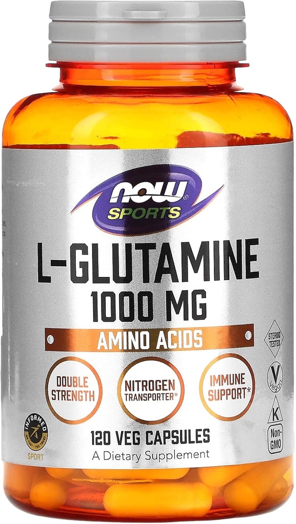 JETZT Lebensmittel Sport, L-Glutamin, 1.000 mg, 120 Veg Kapseln