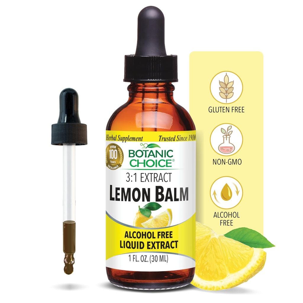 Botanische Wahl Lemon Balm Liquid Extract, Alcohol Free, Gluten Freihand-Unterstützung für Tranquility-Fast Acting 1 Fluid Oz