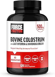 FORCE FACTOR Boline Colostrum Capsules Supplément avec Immunoglobuline et Lactoferrine pour soutenir la santé et l'immunité Gut, Hormone et sans antibiotiques, Fabriqué aux États-Unis, Qualité Premium, 120 Capsules
