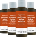 Basics First Aid Antiseptic, 10% Soluzione Iodio Povidone, 4 Ounces Fluid, 4-Pack (precedentemente Solimo)