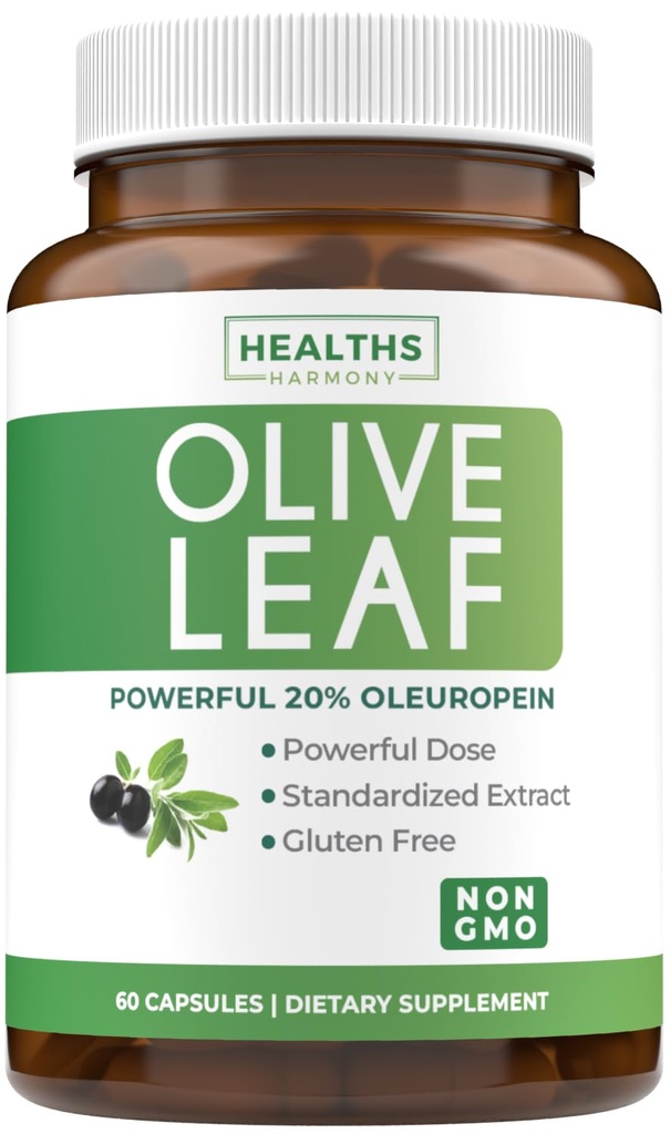 Super Strength Olive Blatt Extrakt Kapseln - Vegan Non-GMO 750mg Olive Extract mit 20% Oleuropein Antioxidans Ergänzung für Immunität Haut und Herz-Gesundheit Unterstützung - Made in USA (2 Month Supply)