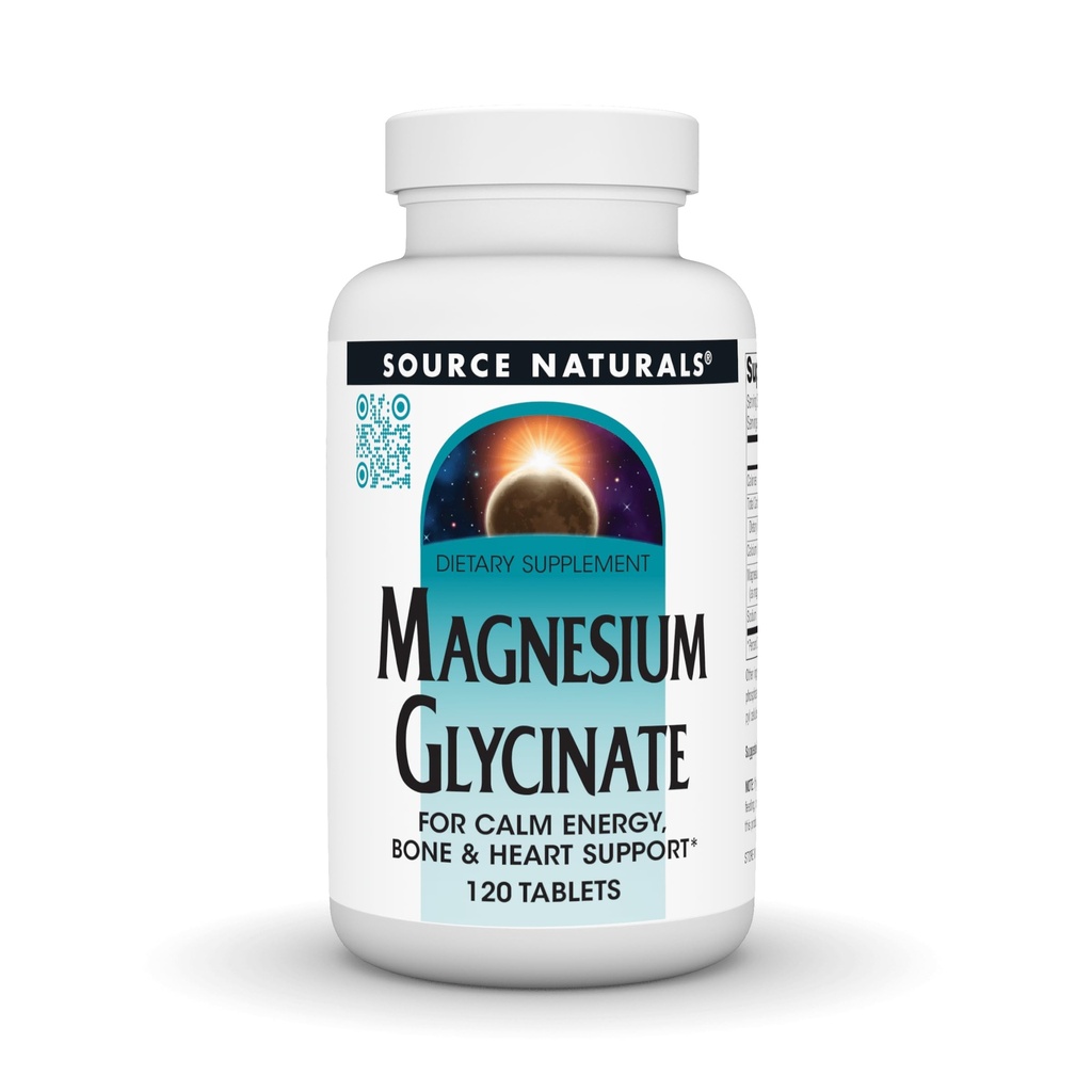 Quelle Naturals Magnesium Glycinate, Chelat für hohe Absorption | für Calm Energy, Bone & Heart Support*, 200 mg pro Servierung - 120 Tabletten