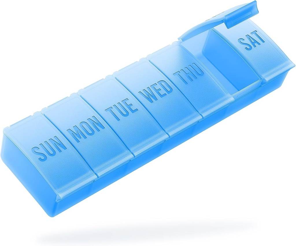 Barhon Pill Organizer Large, organizzatori di pillole di medicina settimanale, 7 giorni Pills Box Case Viaggi per grandi integratori di vitamina Fish Oil, Blu