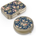 Pill Case Pill Box with Mirror Retro Small Pill Case for Purse or Pocket Bronze Pill Box or Vitamines, Huile de poisson, Suppléments, Pill Containe Travel Gifts(2PCS)