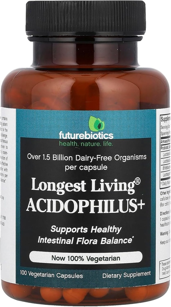 Futurebiotics Longest Living Acidophilus Plus Kapseln, 100-Count