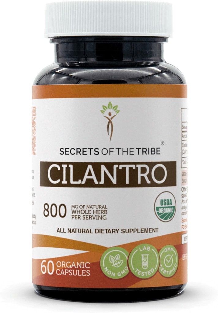 Secrets of the Tribe Cilantro USDA Organic Capsules | Certified Organic Vegetarische Kapseln, pflanzliche Nahrungsergänzung | Coriandrum Sativum getrocknete Blatt (60 Count)