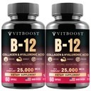 B12 méthylcobalamine avec acide hyaluronique, collagène et folate – Supplément de 25000 mcg Améliorer l'absorption et stimuler l'énergie.