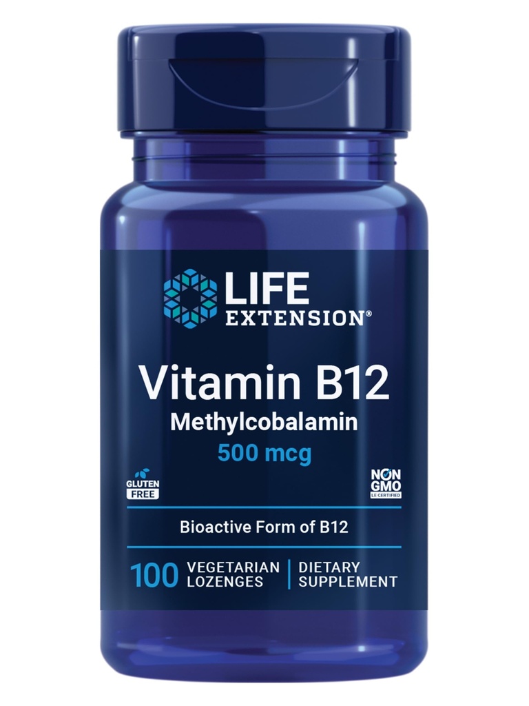 Lebensverlängerung Vitamin B12 Methylcobalamin 500mcg - Vitamin B12 Nahrungsergänzungsmittel für allgemeine Energie und Gehirngesundheit - Zuckerfreie vegetarische Lozenges lösen sich in Ihrem Mund - einmal täglich - 100 Zähler