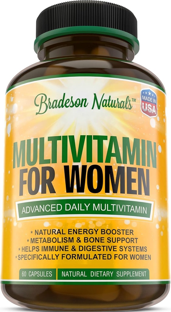 Frauen Multivitamin Supplement. Vitamine A C D E & Vitamin B Complex. Immun- & Weibliche Unterstützung + Antioxidans & natürliche Energizer. Non-GMO, Gluten Free, Made in the USA,60 Caps
