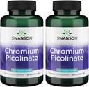 Picolinate de chrome de Swanson - supplément naturel favorisant le métabolisme et la gestion du poids - soutient des niveaux de sucre dans le sang en santé déjà dans la gamme normale - (200 capsules, 200mcg chacun) 2 Pack