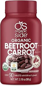 | Beetroot & Karotten Tablets | 100% Pure Organic | 90 Count | 1,120 mg | USDA Certified | Non-GMO, Plant-Based for Heart Health & Energy Boost