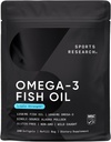 Sportforschung Triple Strength Omega 3 Fish Oil - Burpless Fish Oil Supplement w/EPA & DHA Fettsäuren von Wild Alaskan Pollock - Herz, Gehirn & Immununterstützung für Männer & Frauen - 1250 mg, 240 ct