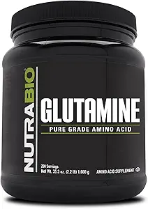 Poudre de L-Glutamine pure NutraBio - Supplément L-Glutamine- Acides aminés - Grade pur: Absolument aucun additif, remplissage ou excipients! - Supplément de récupération musculaire - (1000 grammes)