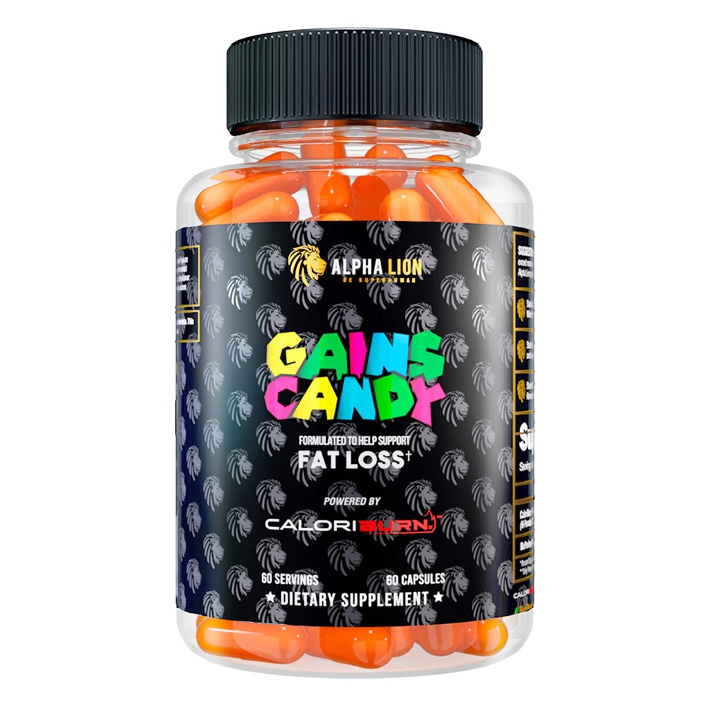 ALPHA LION Gains Candy, Pills that Support Weight Loss, Integratori di energia, 100% Estratto naturale, Calorie Burning, Regola Metabolismo sano, 60 capsule (Fat Loss - CaloriBurn®)