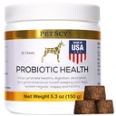 PetScy - Probiotische Kauen für Hunde, Probiotikum für Hunde aller Altersgruppen, Größen & Rassen mit Prebiotischer Faser und Pure Omega-3 | Verbessert Haut, Mantel und Gutgesundheit, 30 Kauen