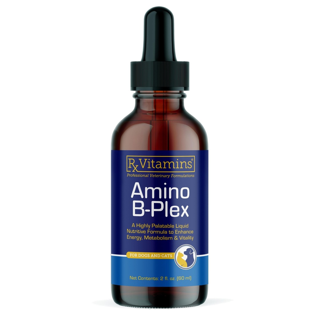 Rx Vitamines Amino B Plex Supplément chat et chien - Vitamine B complexe liquide plus acides aminos pour chiens et chats - Améliore de l'appétit et gain de poids Vitamines chat et chien - 2 oz