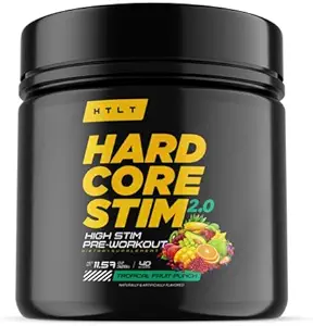 HTLT Hardcore Stim poudre de pré-travail 11.57 Oz, 250mg Caféine.