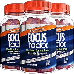 Fokusfaktor Nootropic Gummies - Memory Supplement für Gehirn, Phosphatidylserin, Bacopa, Huperzine A - 60 Count (3 Pack)