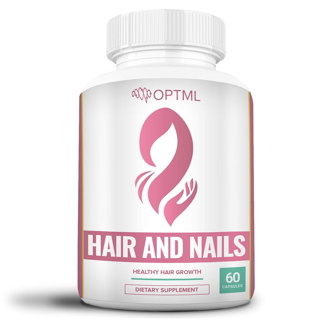 OPTML Hair and Nail Vitamins for Hair Growth and Thickness, Biotin-Infuse Hair Pills, Hair Vitamins for Faster Hair Growth and Healthy Nails, for Women and Men, 60 Capsule