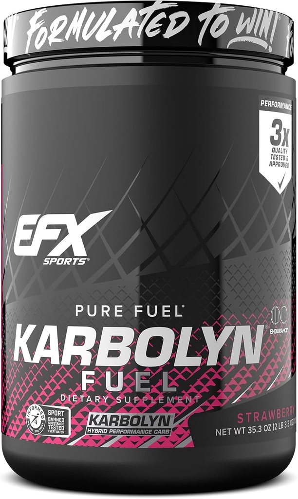 EFX Sports Karbolyn Fuel | Fast-Absorbierende Kohlenhydratpulver | Carb Load, Sustained Energy, Quick Recovery | Stimulant Free | 18 Servings (Strawberry)