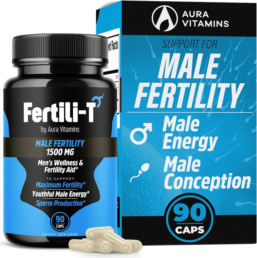 Fertili-T Uomo Supporto per fertilità maschile | 1500 MG | 90 Capsule | Boosts Sperm Health, Energy & Wellness | Ottimizza la fertilità naturale | Easy-to-Swallow (1)