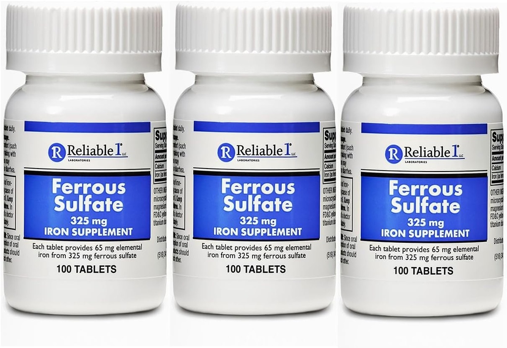 Ferroso Sulfate Iron 325 mg Generico Feosol 100 compresse Confezione da 3
