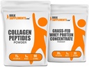 BulkSupplements Collagen Peptides 1kg + Gras Fed Whey Protein Konzentrat 1kg Bundle