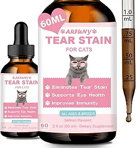 Tear Stain Supplemento per Gatto - Prevenire ed eliminare i gatti Tear Stains - Salute degli occhi, Supporto del sistema immunitario - con Mirtillo, Marshmallow, Vitamine - Sapore di salmone, 60ML