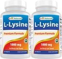 Best Naturals L-Lysine 1000mg 180 Tabletten (180 Zähler (Pack von 1)) (2 Flaschen)